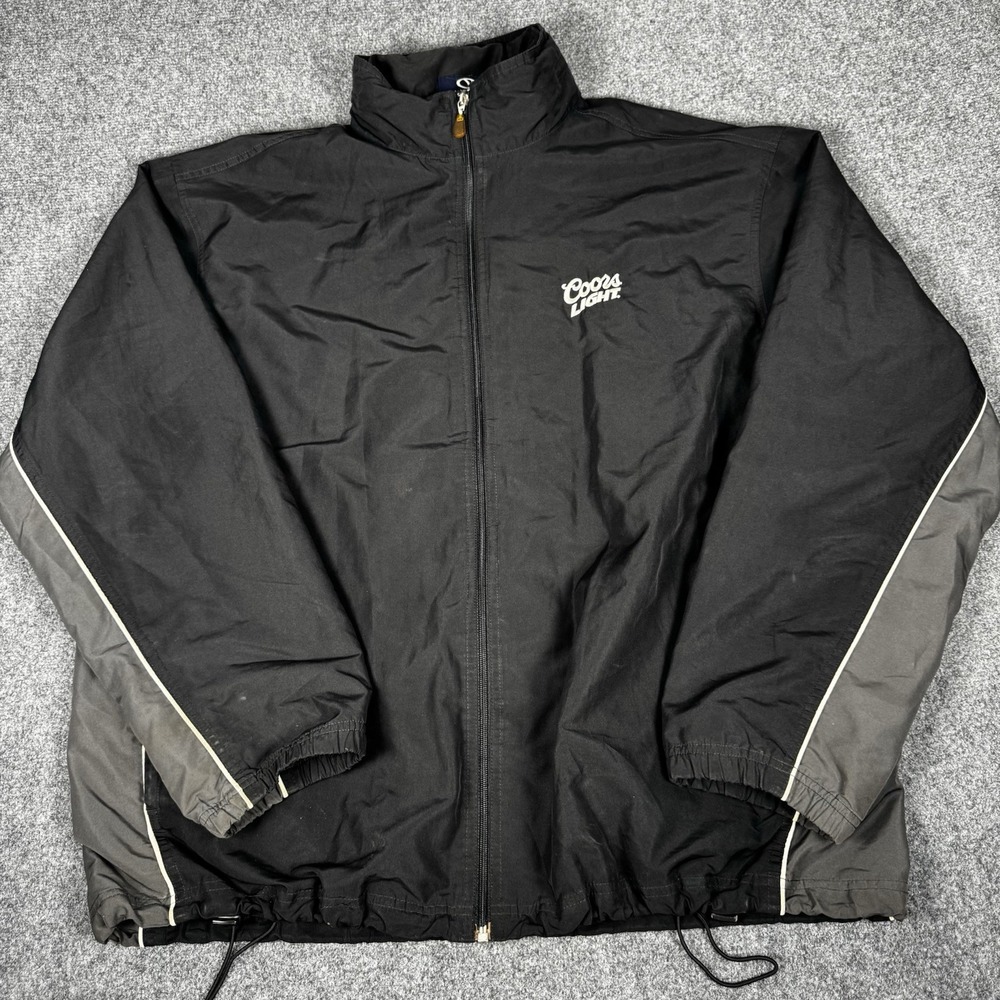 Vintage Coors Light Windbreaker Pullover Jacket Black Men's XL Lined Y2K 90s